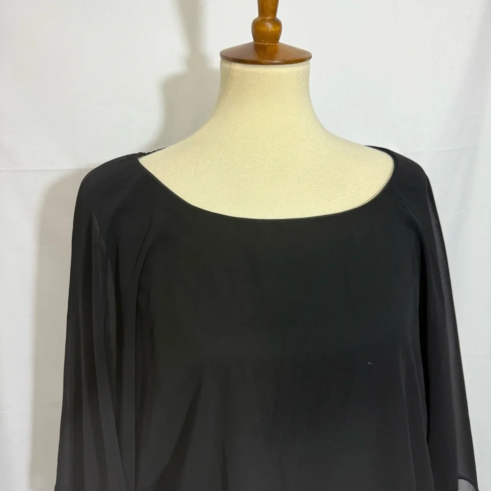 MSK Women’s Size 1X Black Chiffon Blouse with Embellished Hem - Picture 7 of 13